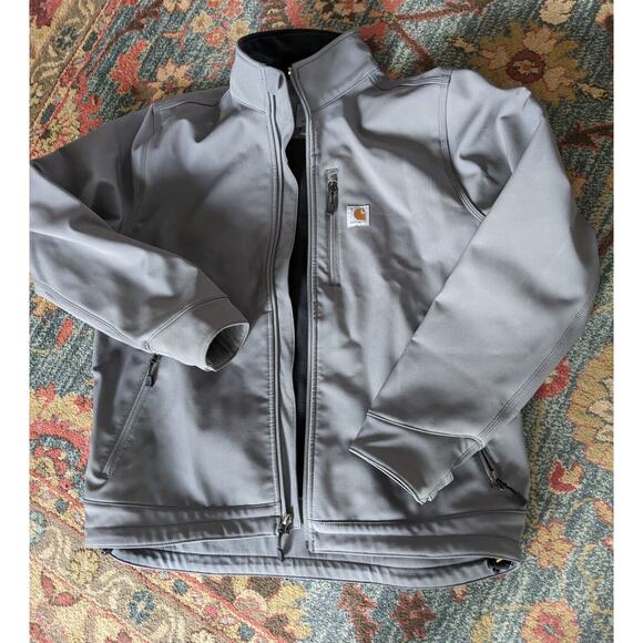 Carhartt Rain Defender Waterproof Zip Grey Jacket Sz L Excellent Must Touch It! - Picture 7 of 9